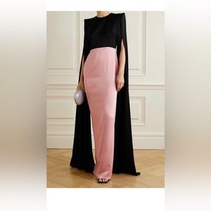 Alex Perry Julian Satin Crepe Cape Sleeve Gown